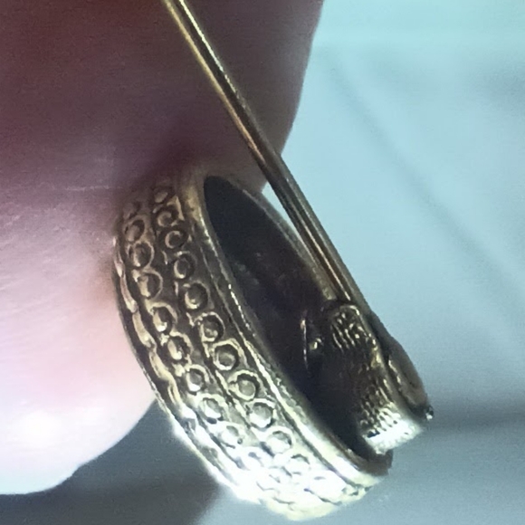 Vintage Gold Tone Cameo Stick Pin with Crystal Rhinestone - Picture 12 of 13